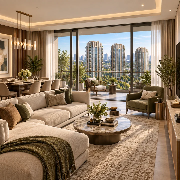 Abhee City Urban Glenn 3 BHK living and dining room Abhee City Urban Glenn 3 BHK living and dining room